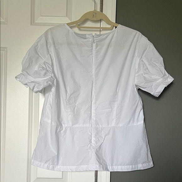 White Cotton Pintuck Blouse Size XL Short Sleeve Top Workwear Classic - Picture 5 of 7